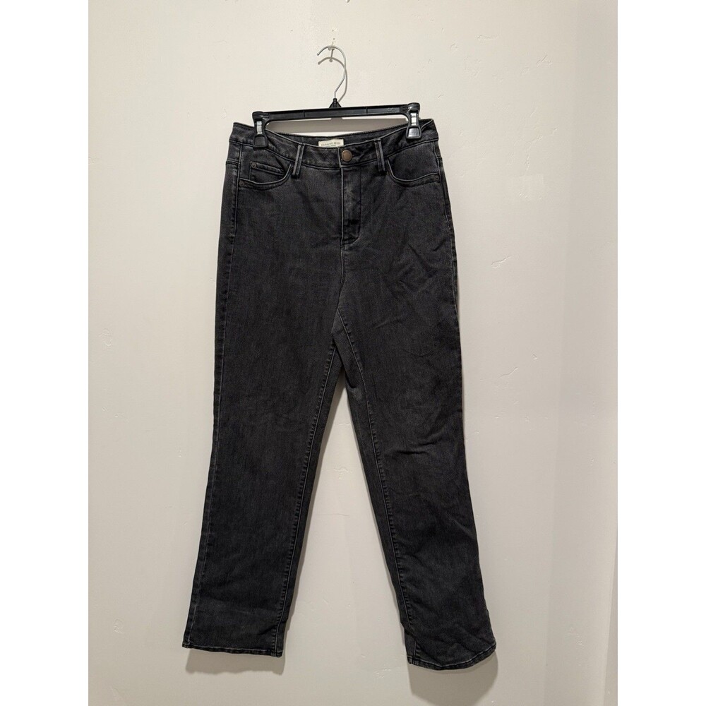 Coldwater Creek Black Denim High Rise Straight Leg Jeans Size 6